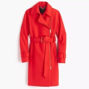 J.Crew orange Belted zip trench coat in wool melton Sz. 2